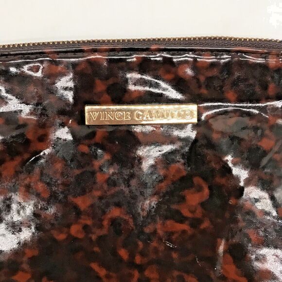 Vince Camuto Tortoise Shell Toiletry Bag Lg. Zip Top Cosmetic Case Make Up Pouch - Picture 5 of 8